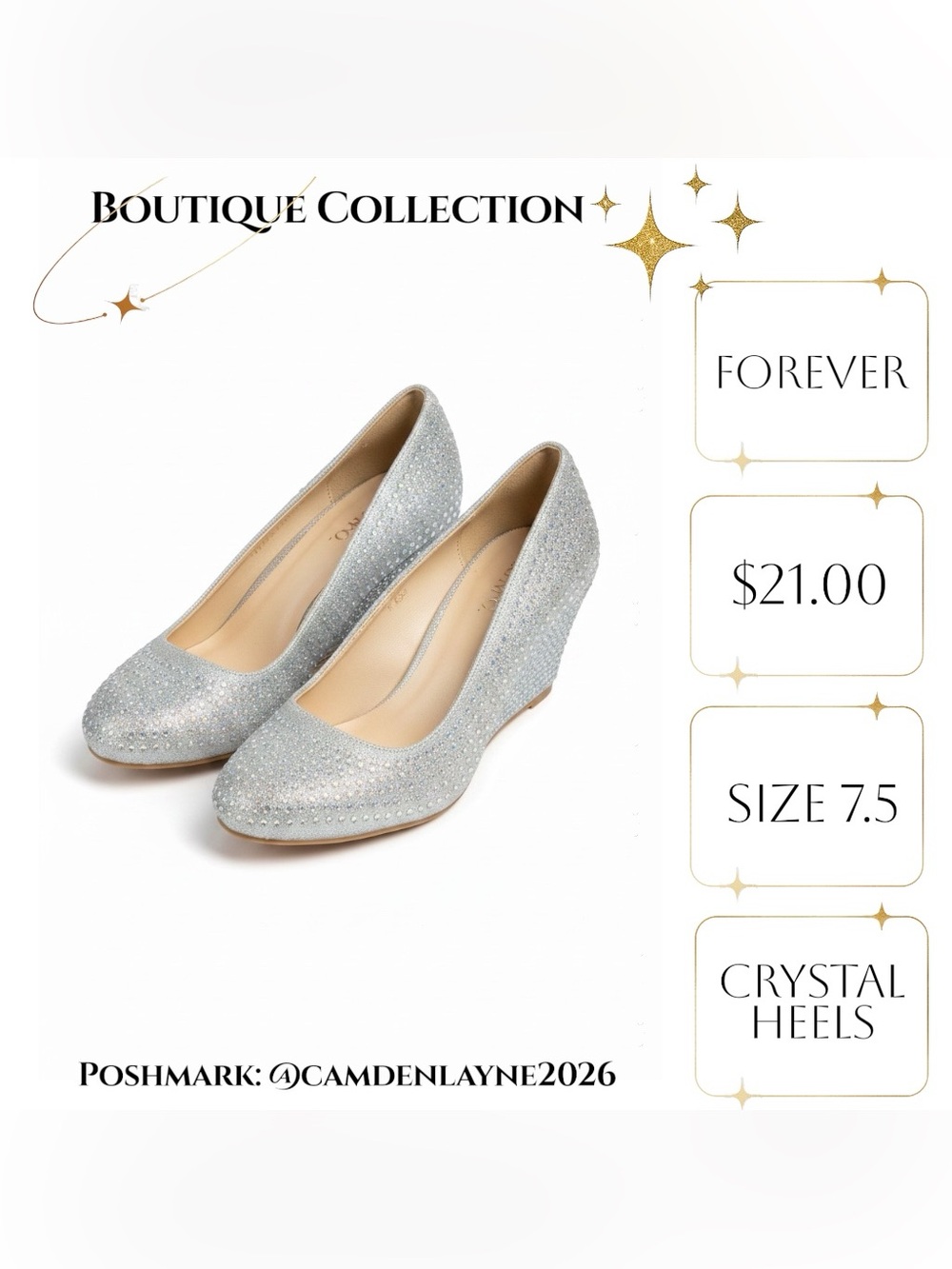 Forever Silver Crystal-Studded Wedge Heels - Picture 3 of 6